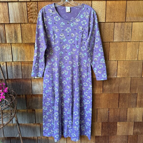 EUC Hanna Anderson Lavender Floral Vintage Print 90's Dress in Women's Medium - Picture 1 of 10